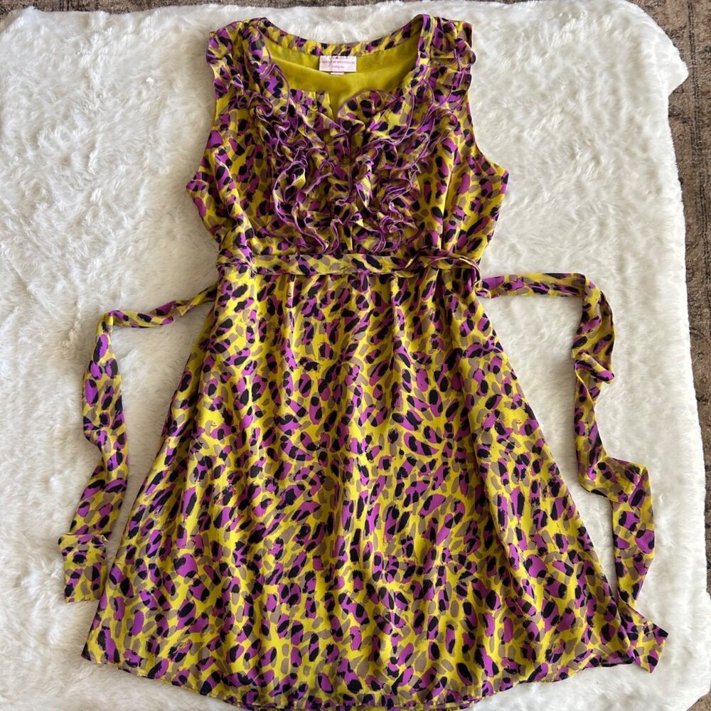 Y2K 2000's Funky Leopard Print Ruffle Dress Medium